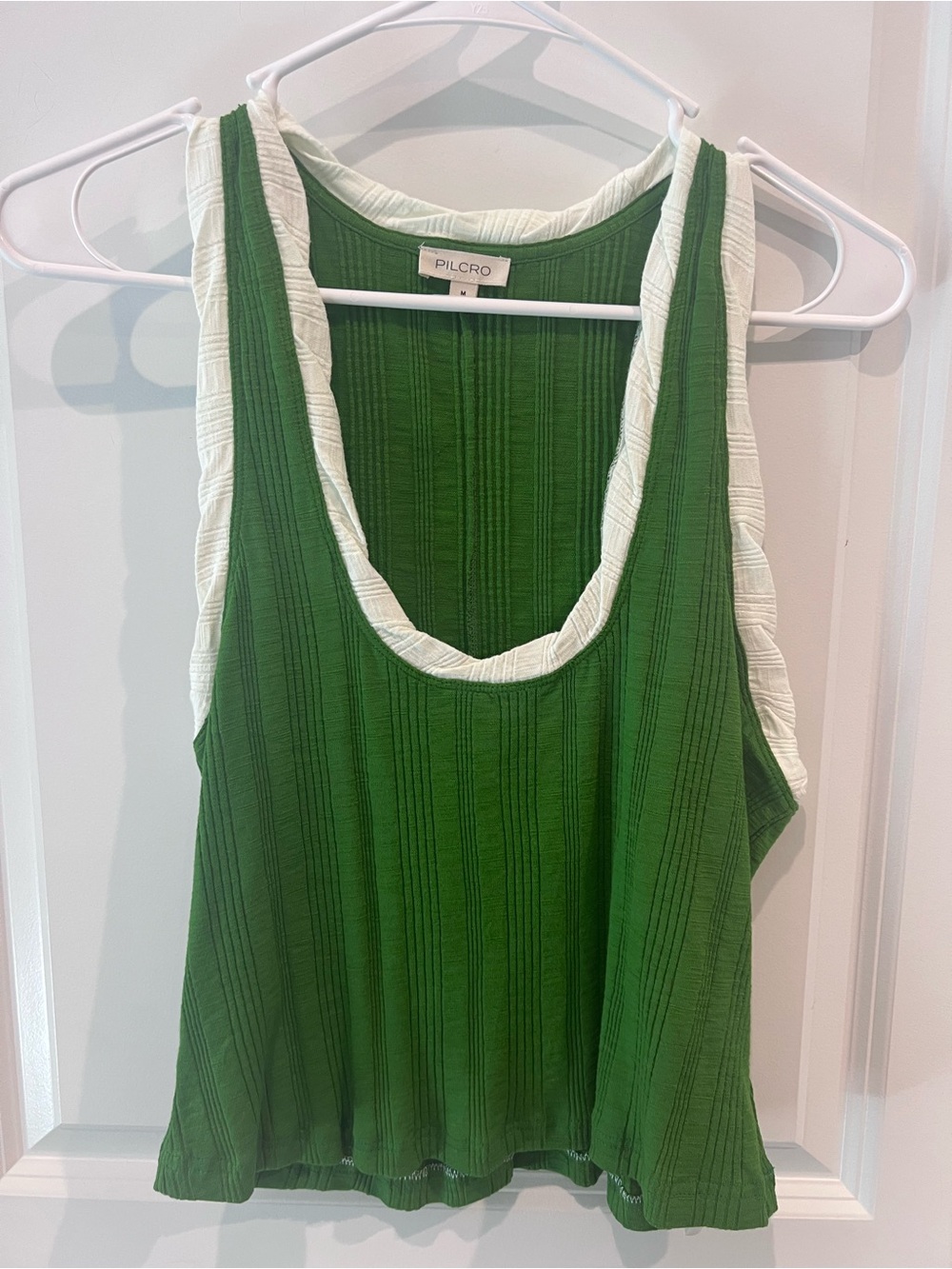 Pilcro Green  Top with Cream Trim Size Medium